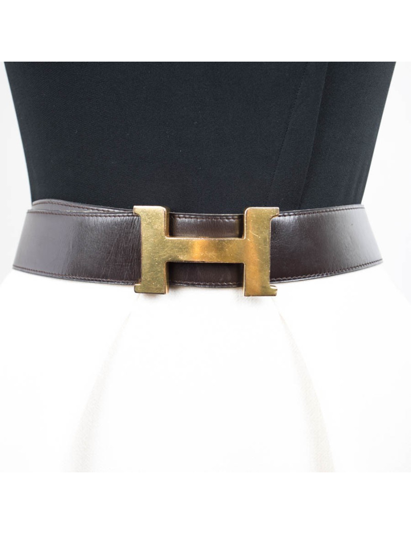 Ceinture HERMES  en cuir box marron Vintage