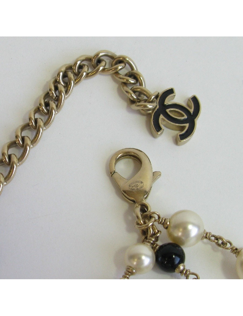 CHANEL multi row necklace with pearls, cc and Coco figurine