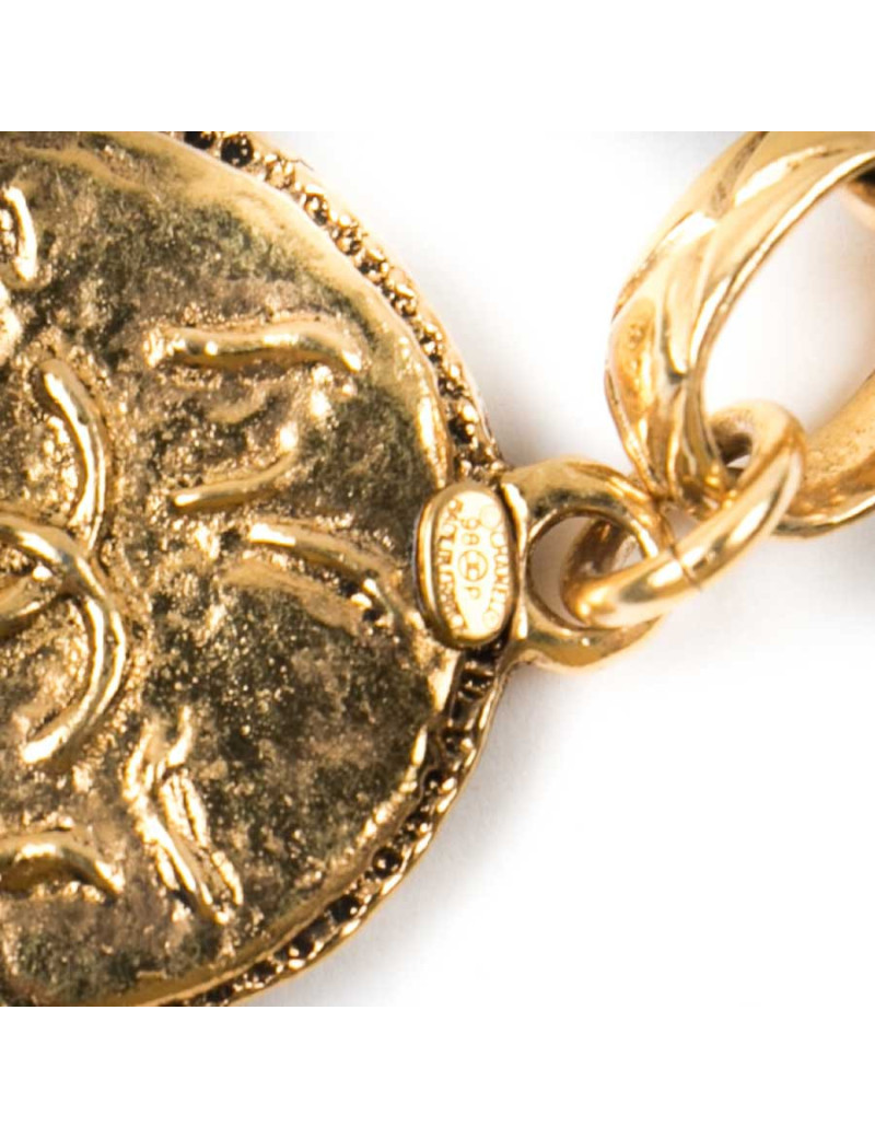 CHANEL vintage chain and medal bracelet in gilt metal