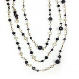 CHANEL multi row necklace with pearls, cc and Coco figurine