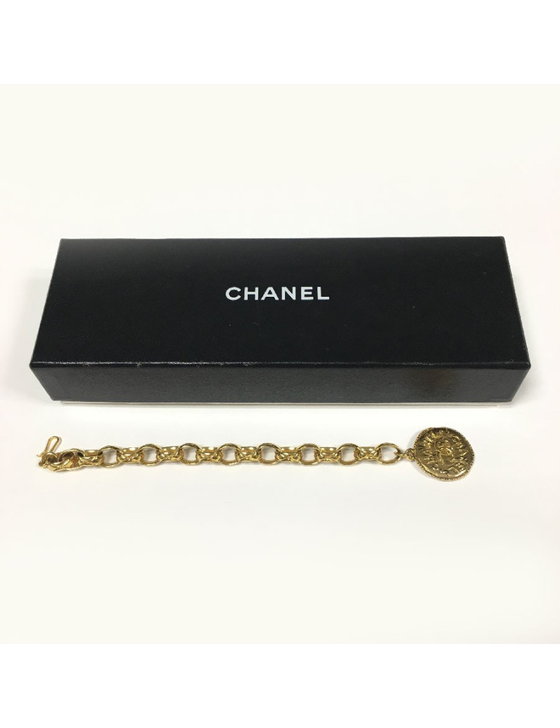 CHANEL vintage chain and medal bracelet in gilt metal