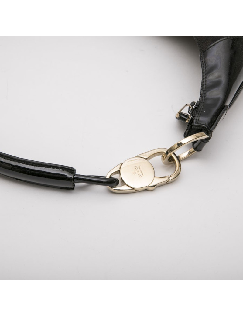 GUCCI bag in black monogram canvas and patent leather