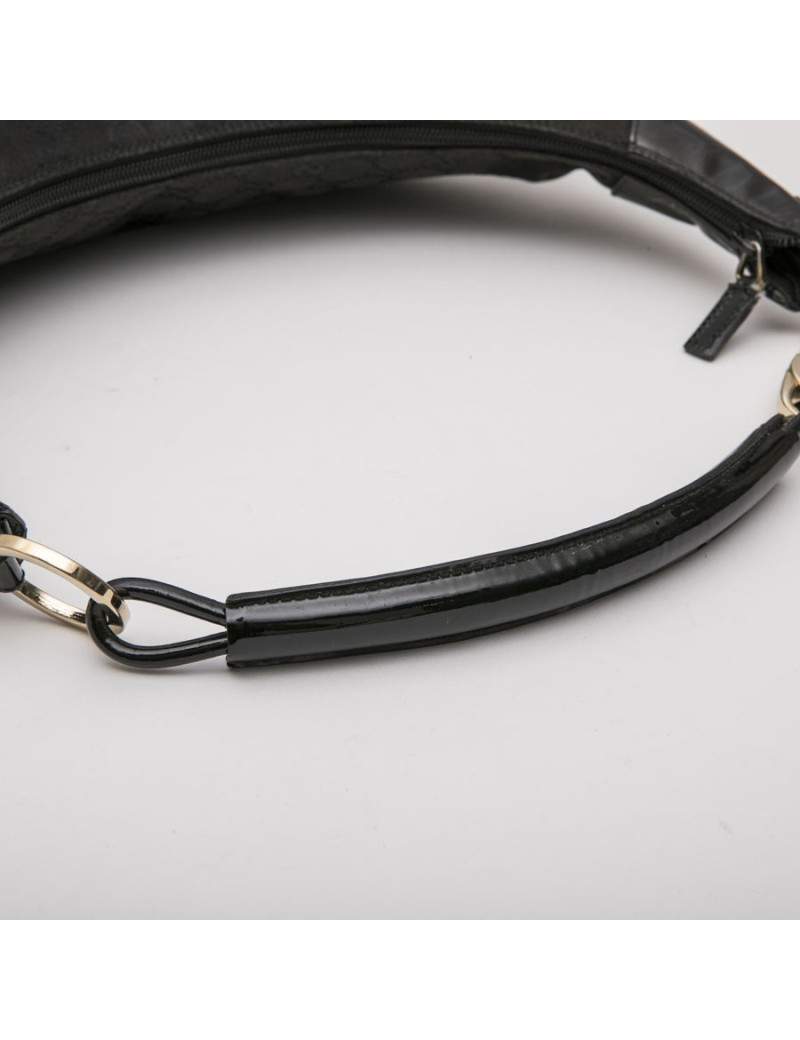 GUCCI bag in black monogram canvas and patent leather