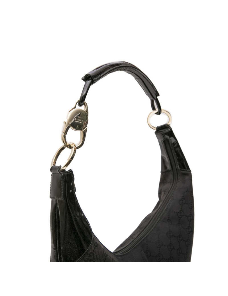 GUCCI bag in black monogram canvas and patent leather