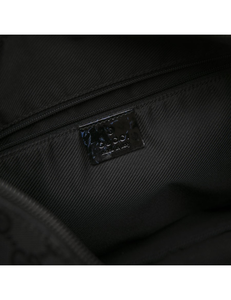 GUCCI bag in black monogram canvas and patent leather