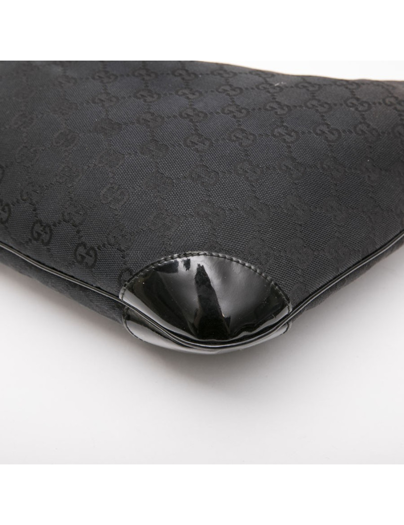GUCCI bag in black monogram canvas and patent leather