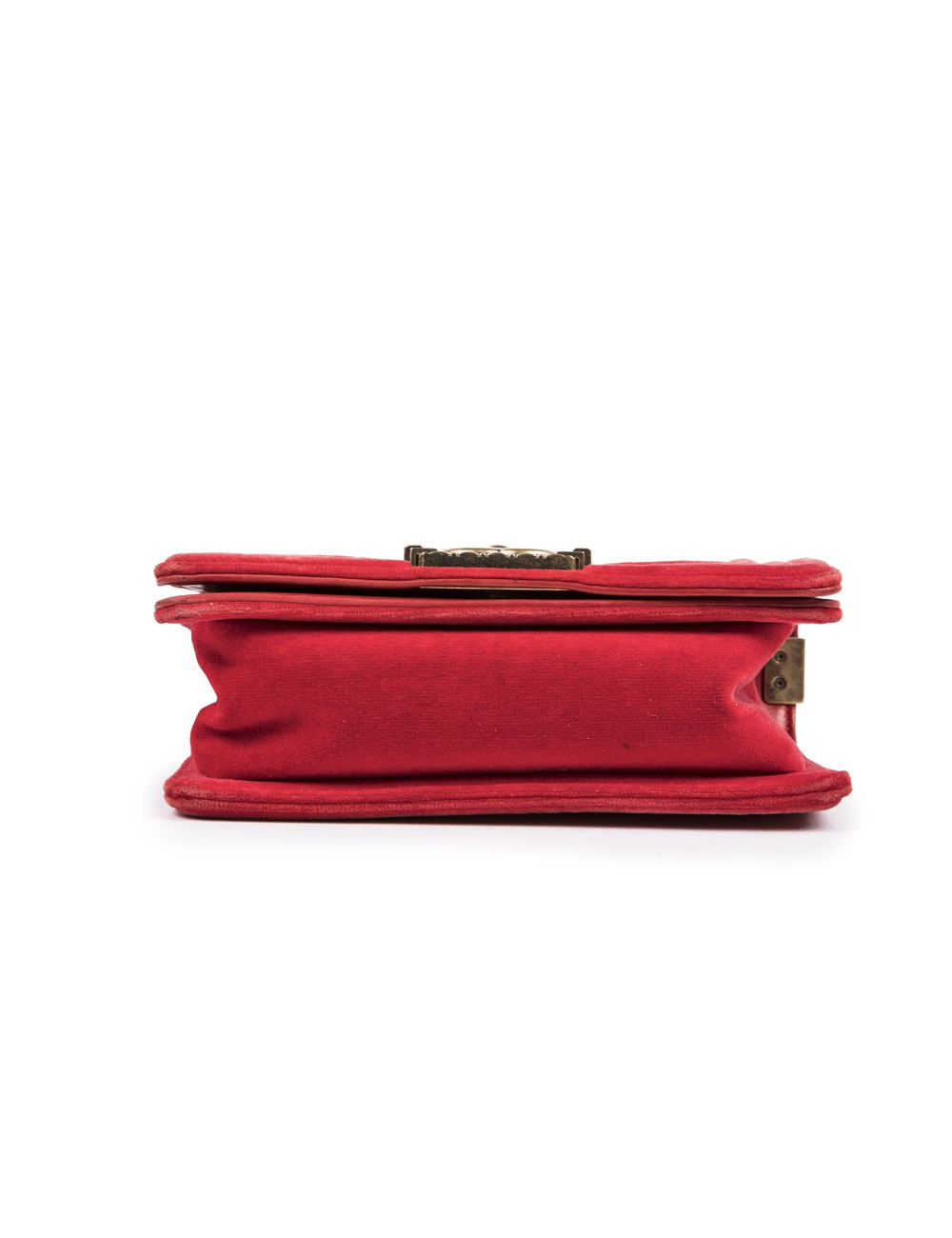CHANEL Boy flap bag Paris Edimbourg in Red velvet and plaid fabric