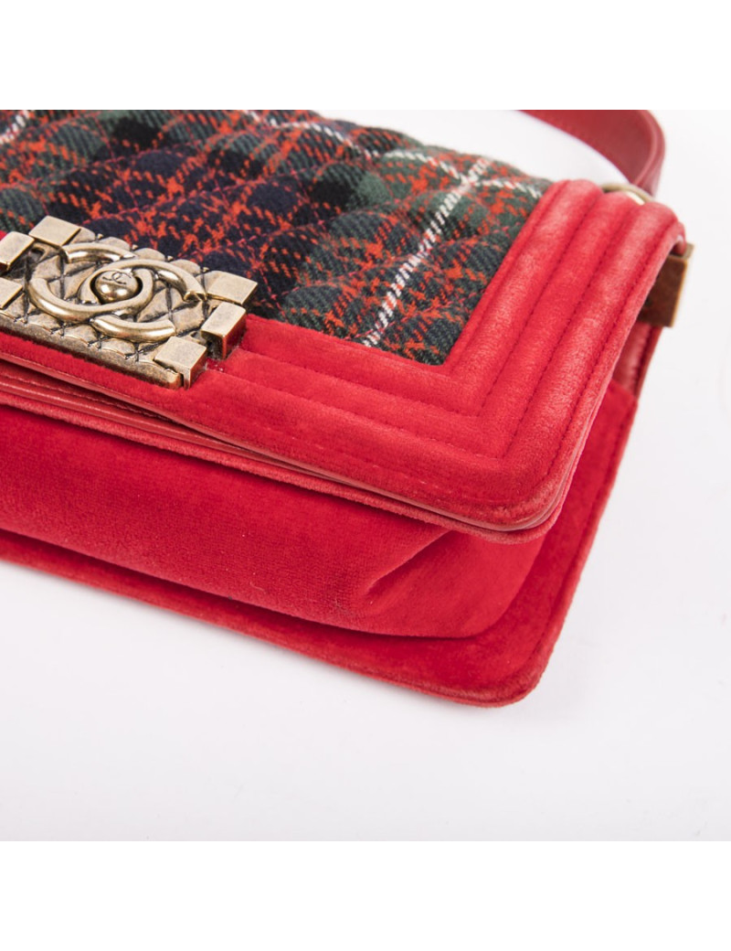 Sac CHANEL Boy "Paris-Edinbourg" velours et tissu écossais