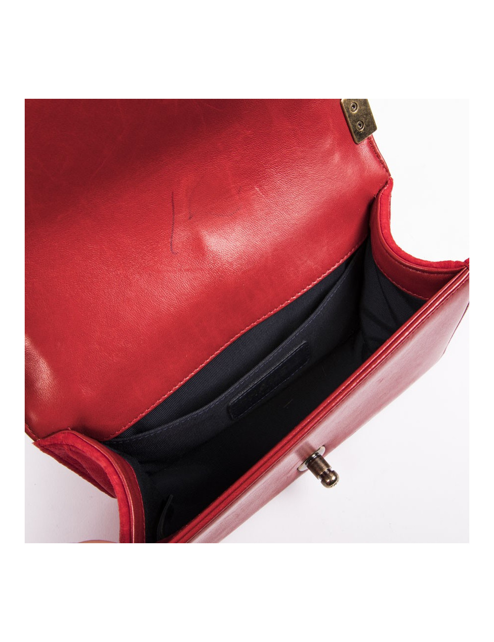 CHANEL Boy flap bag Paris Edimbourg in Red velvet and plaid fabric