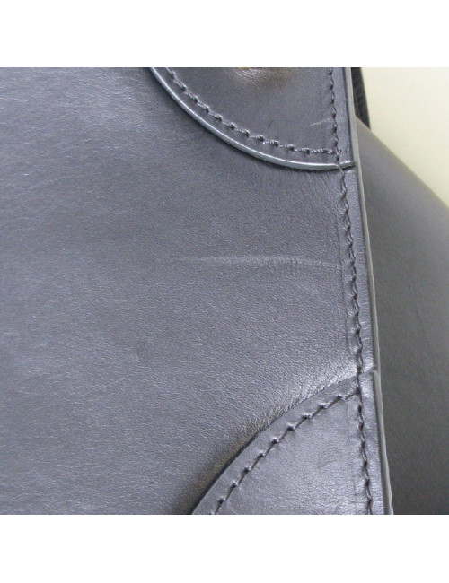 Sac CELINE Luggage Micro en cuir noir et lézard gris