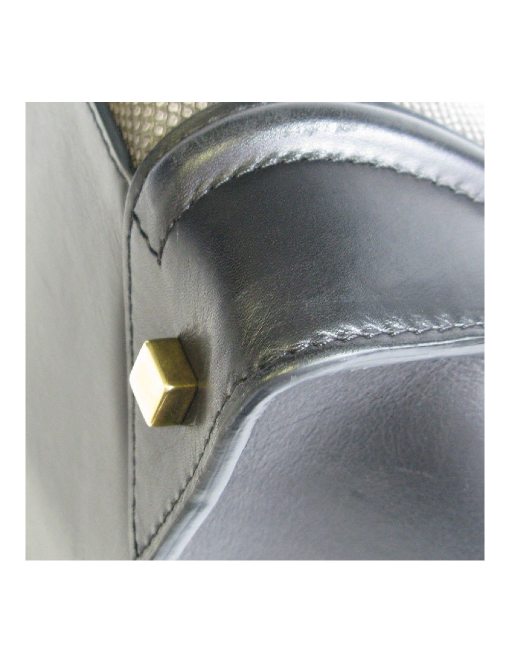 Sac CELINE Luggage Micro en cuir noir et lézard gris