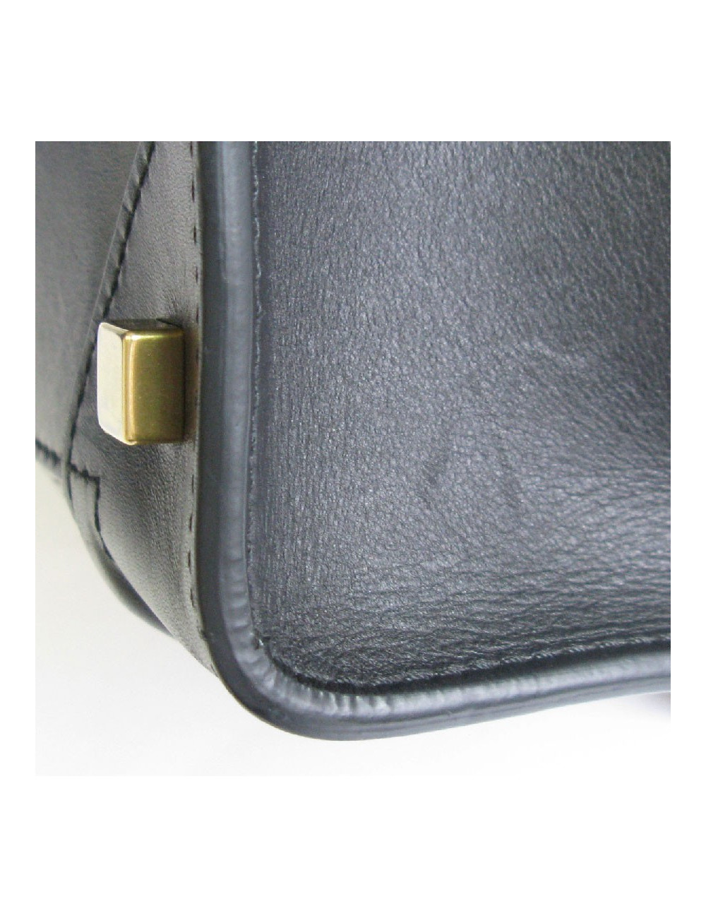 Sac CELINE Luggage Micro en cuir noir et lézard gris