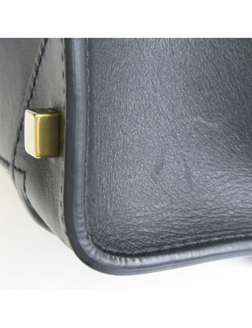 Sac CELINE Luggage Micro en cuir noir et lézard gris