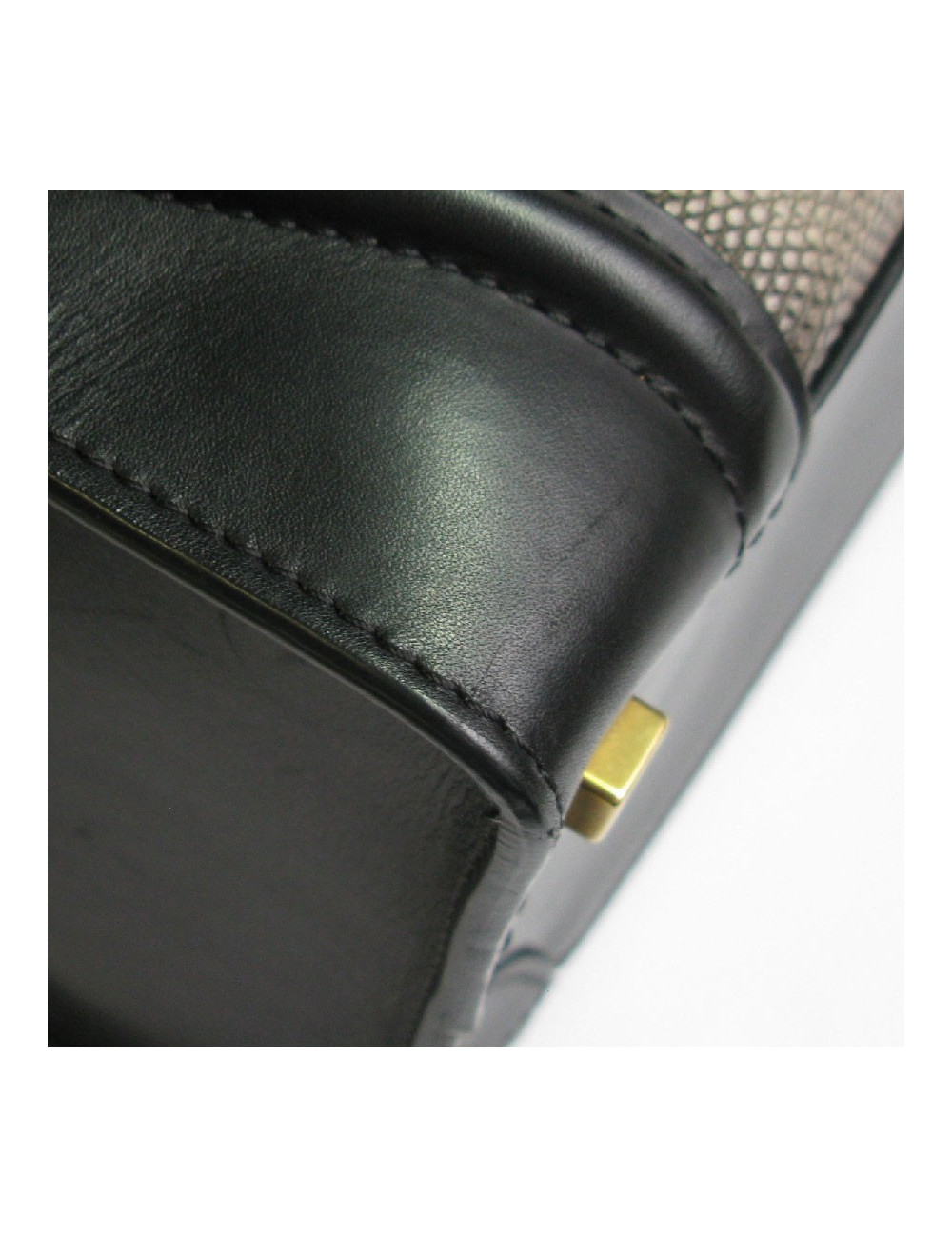 Sac CELINE Luggage Micro en cuir noir et lézard gris