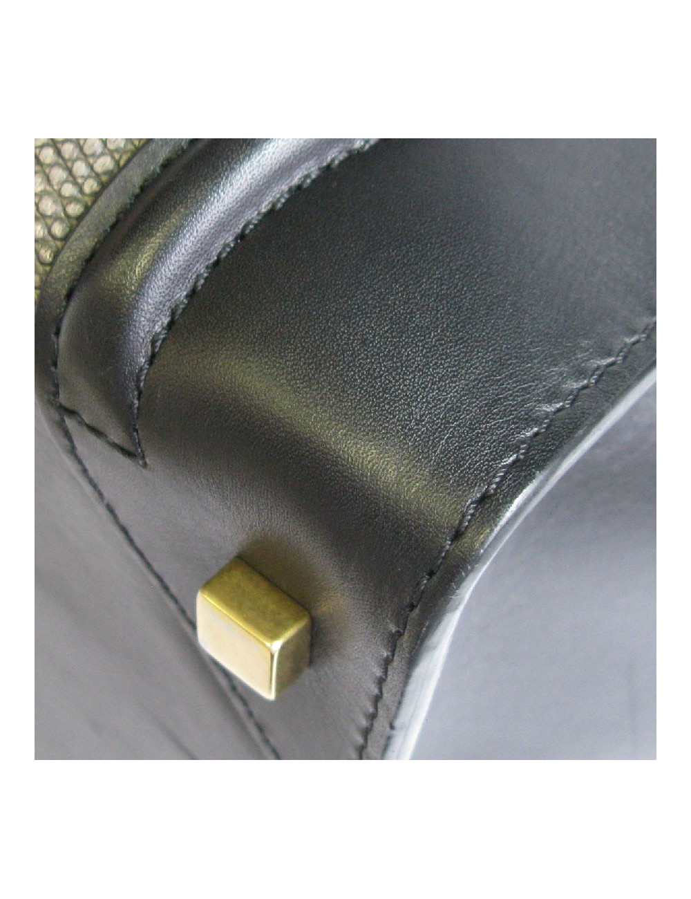 Sac CELINE Luggage Micro en cuir noir et lézard gris