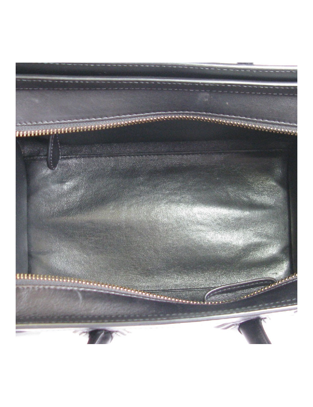 Sac CELINE Luggage Micro en cuir noir et lézard gris