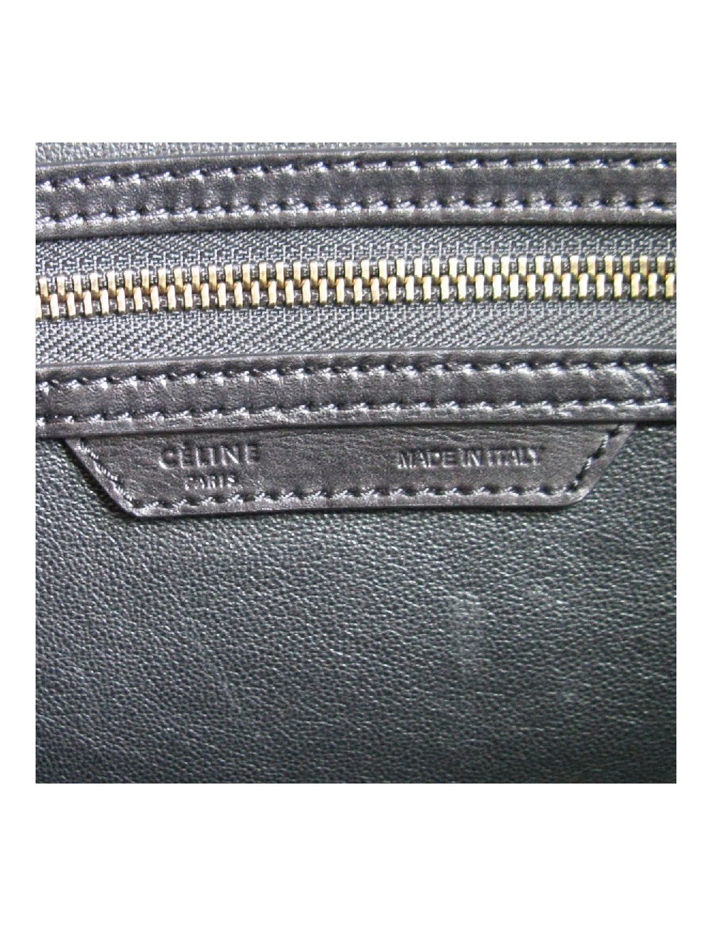 Sac CELINE Luggage Micro en cuir noir et lézard gris