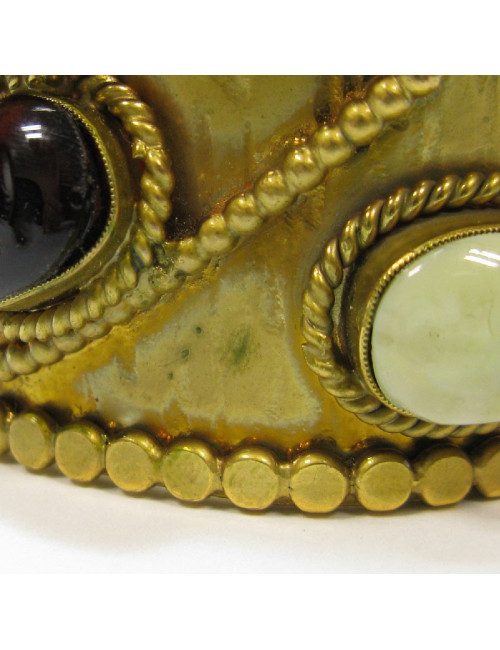 Manchette MARGUERITE de VALOIS Couture en métal doré et cabochons en pâte de verre