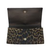 YSL SAINT LAURENT clutch in leopard printed satin and rhinestones 