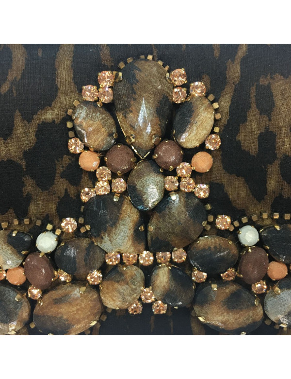 E.S Pochette YSL YVES SAINT LAURENT rive Gauche satin imprimé Léopard 2