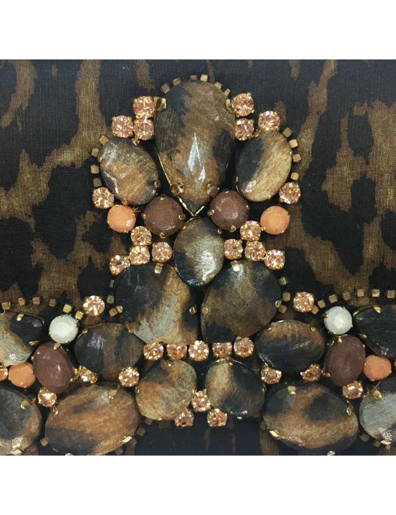 E.S Pochette YSL YVES SAINT LAURENT rive Gauche satin imprimé Léopard