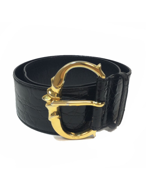 Ceinture T 70 CELINE en croco marron Vintage