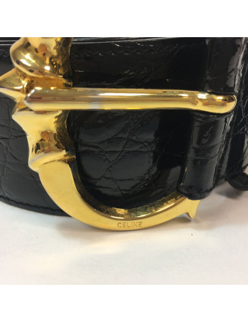 Ceinture T 70 CELINE en croco marron Vintage