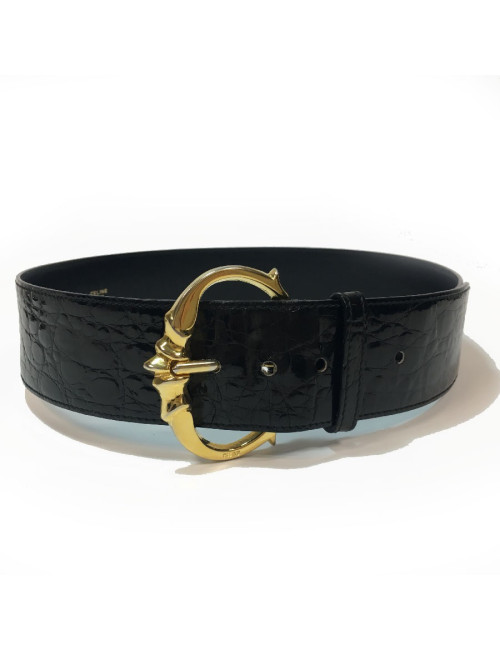Ceinture T 70 CELINE en croco marron Vintage