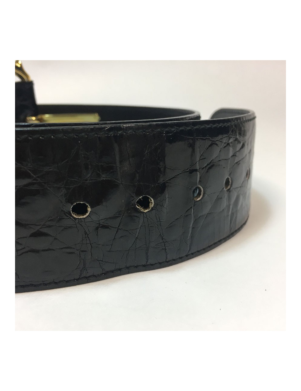Ceinture T 70 CELINE vintage en crocodile noir 