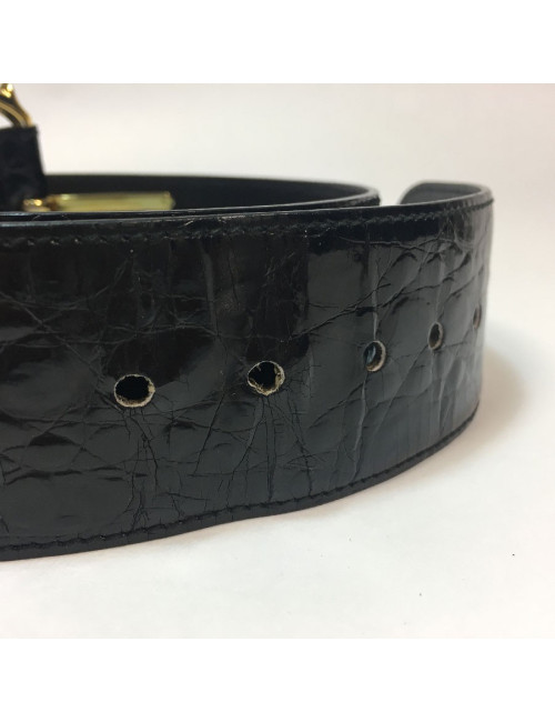 Ceinture T 70 CELINE vintage en crocodile noir 