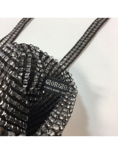 Petit sac GIORGIO ARMANI en perles transparentes et fils de soie marron 2