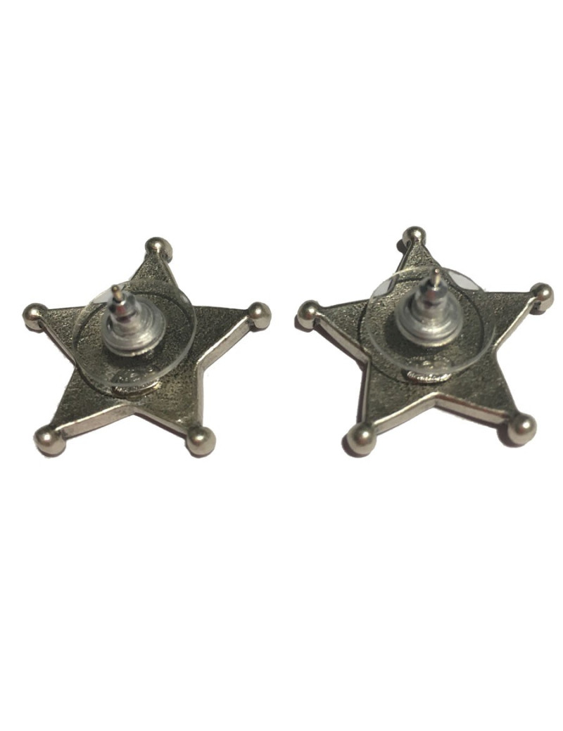 Boucles d'oreille clous d'oreilles CHANEL "Paris-Dallas" en métal argenté