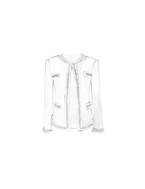 USAVeste T 40 CHANEL tweed  multicolore et cuir noir