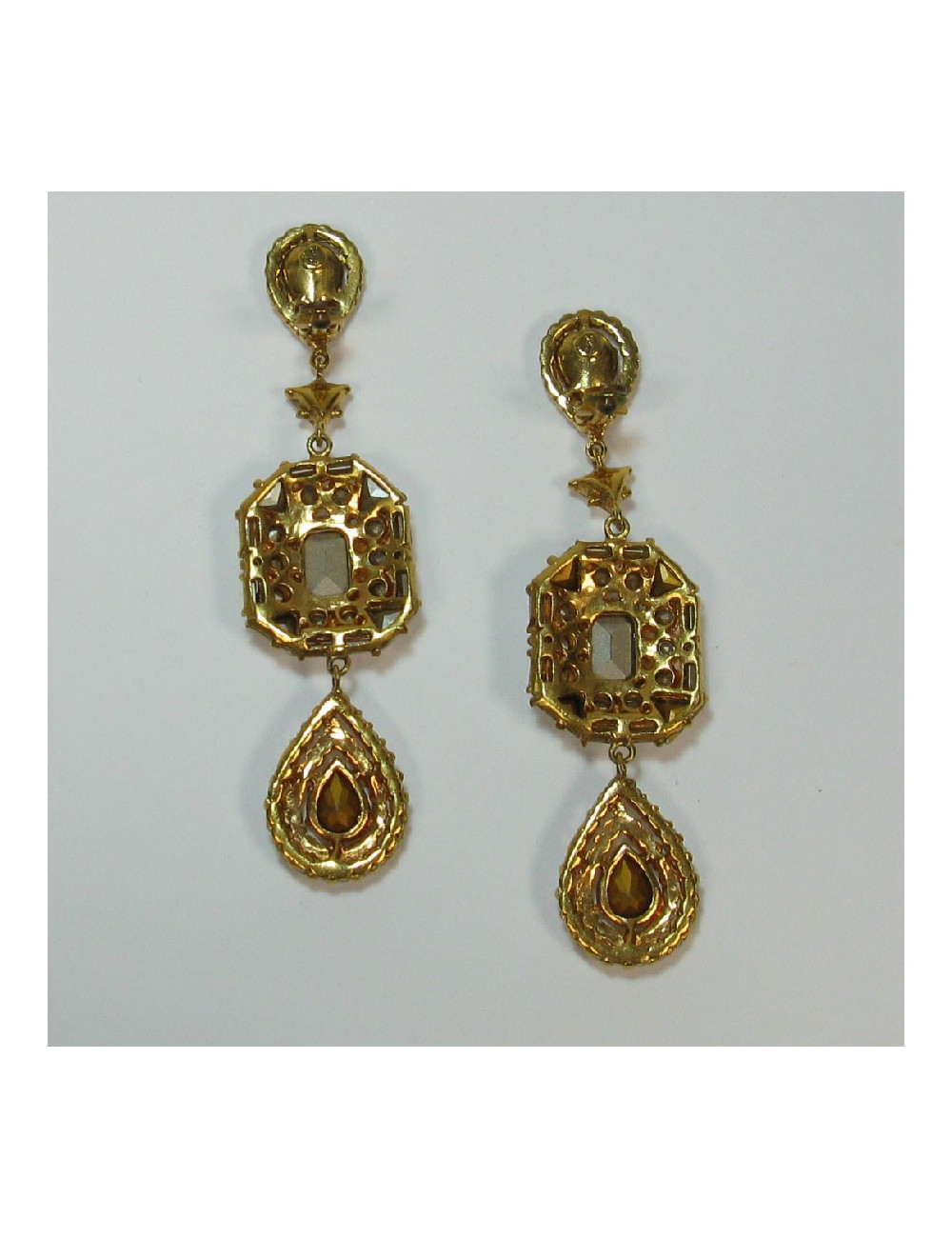 Boucles d'oreilles clips YVES SAINT LAURENT vintage en strass