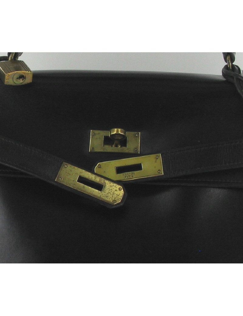 Kelly 32 Vintage HERMES en box noir