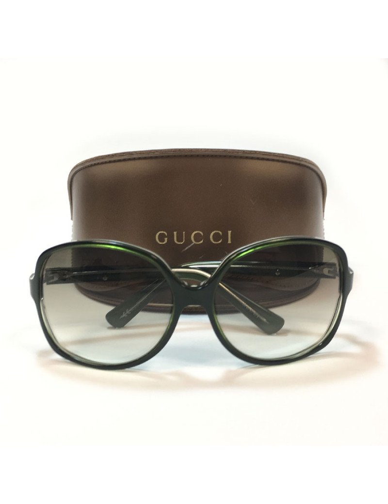 Lunettes de soleil GUCCI oversize en plastique vert