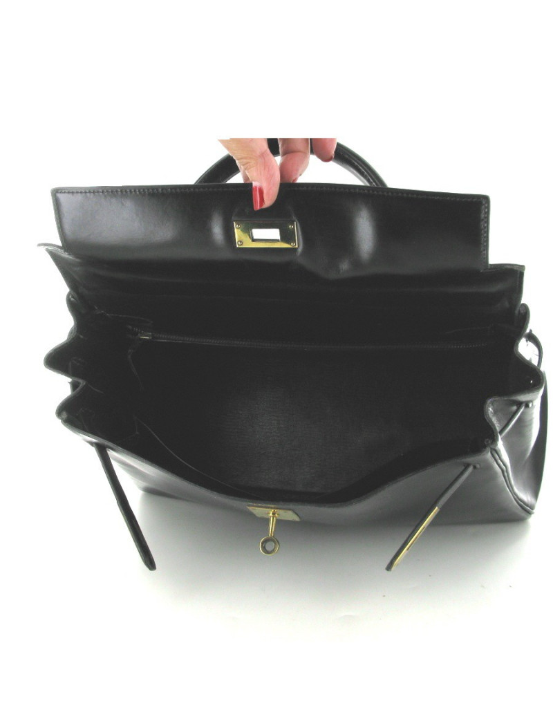 Sac Vintage Kelly 32 HERMES en box noir