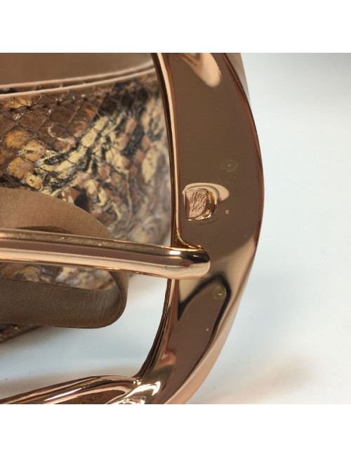 Ceinture ALEXANDER Mc QUEEN T75 en cuir exotique python rose irisé