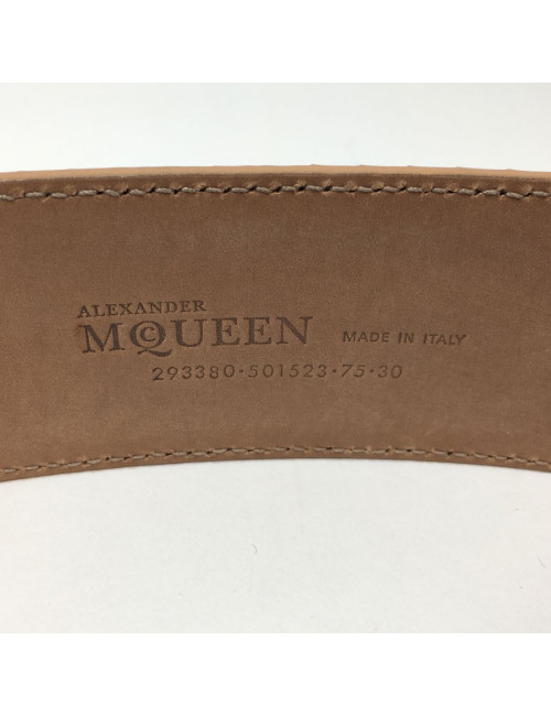 Ceinture ALEXANDER Mc QUEEN T75 en cuir exotique python rose irisé