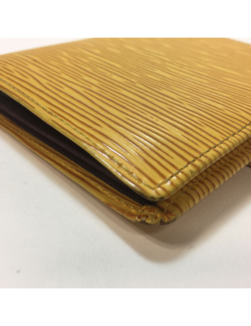 Porte cartes LOUIS VUITTON en cuir épi jaune