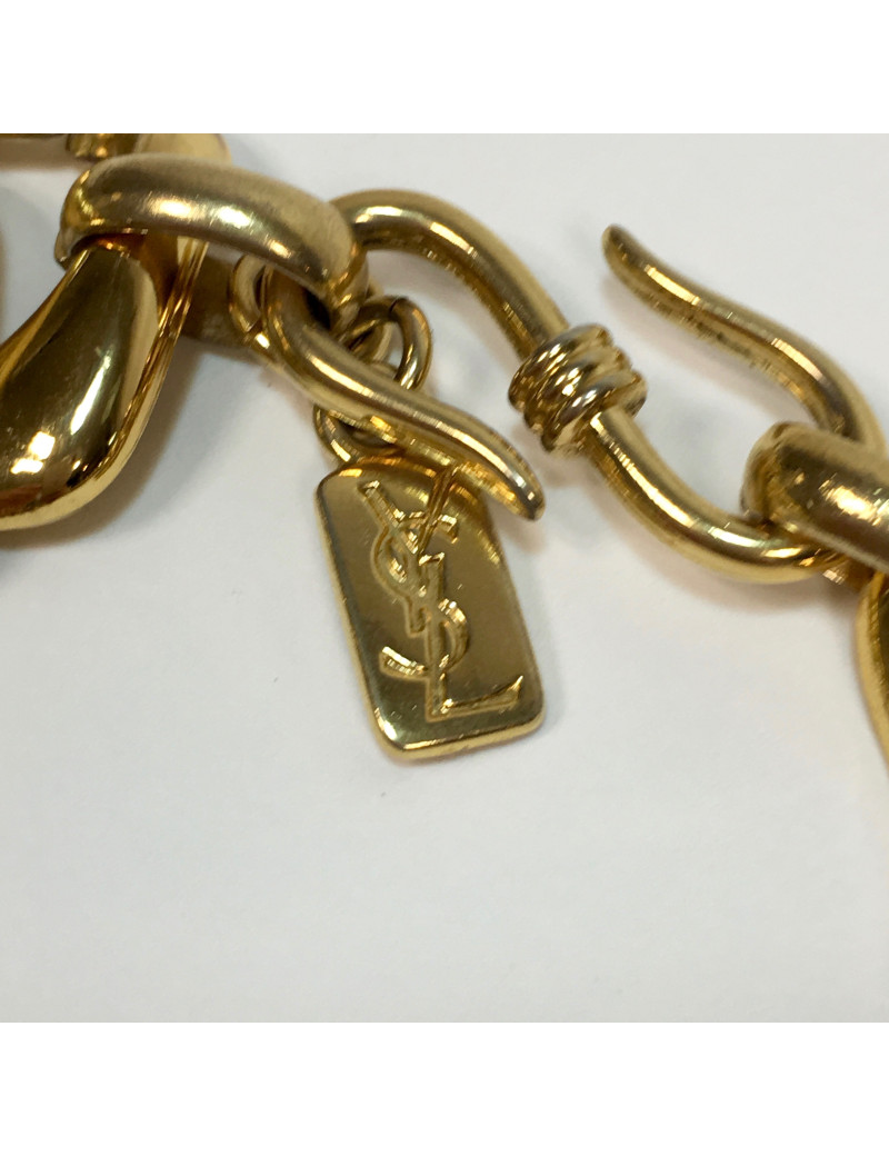 YVES SAINT LAURENT vintage knit necklace in gilt metal