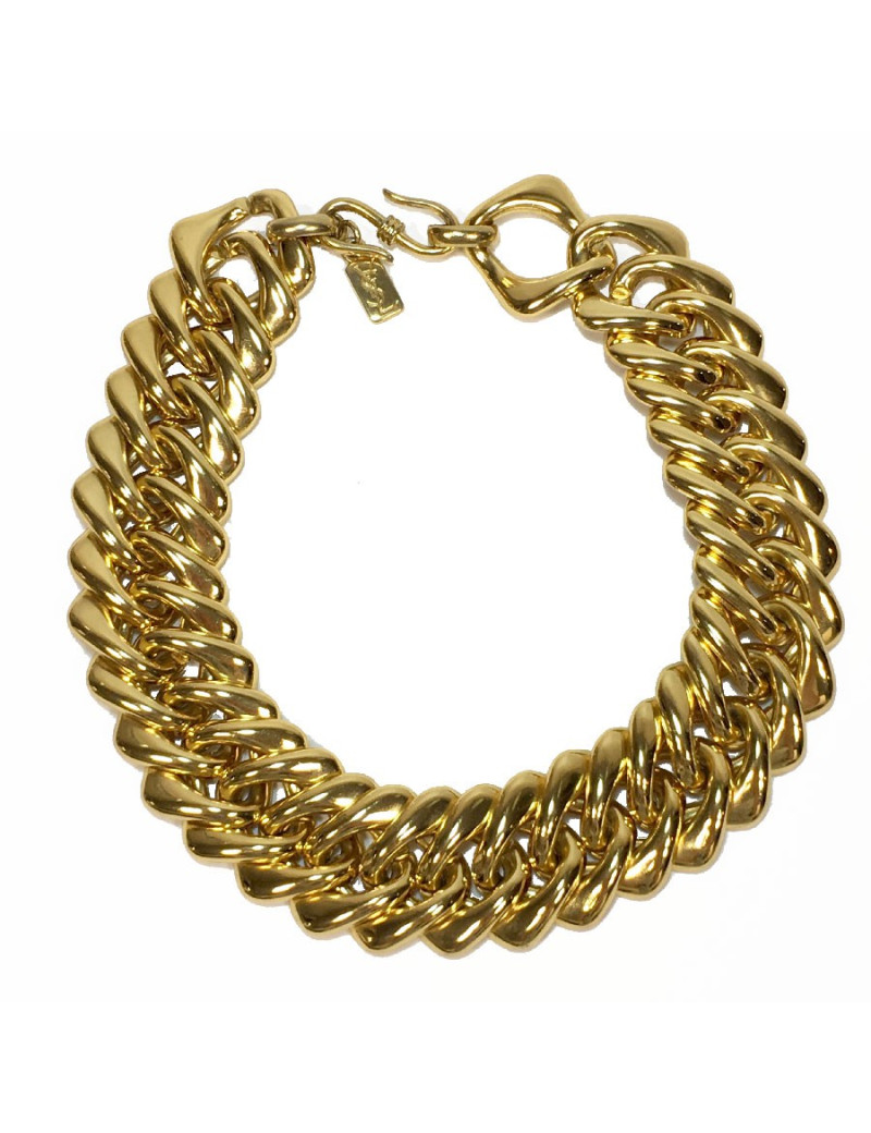 YVES SAINT LAURENT vintage knit necklace in gilt metal