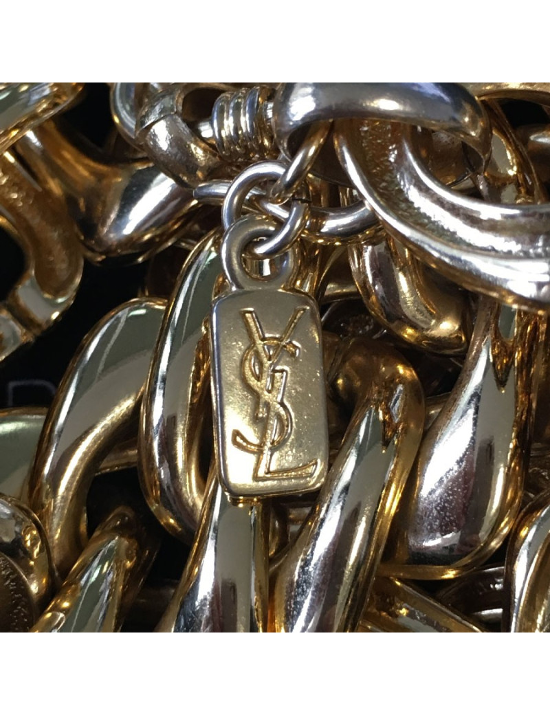 YVES SAINT LAURENT vintage knit necklace in gilt metal