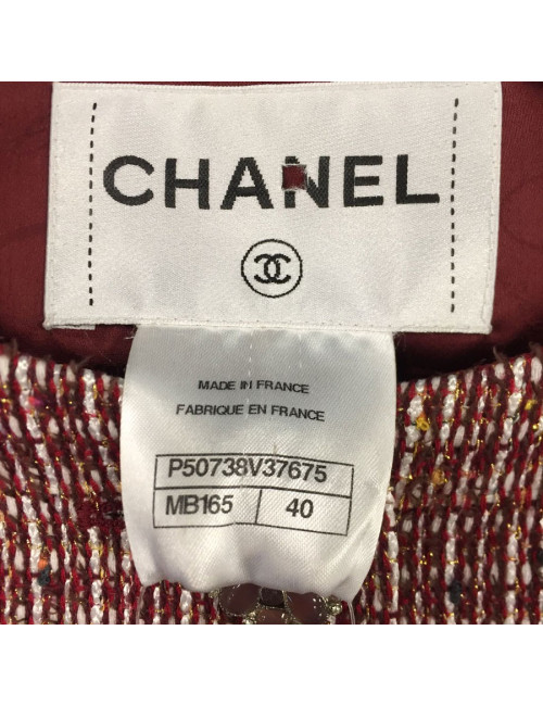  CHANEL jacket size 40 in burgundy fabric with gold metallic threads