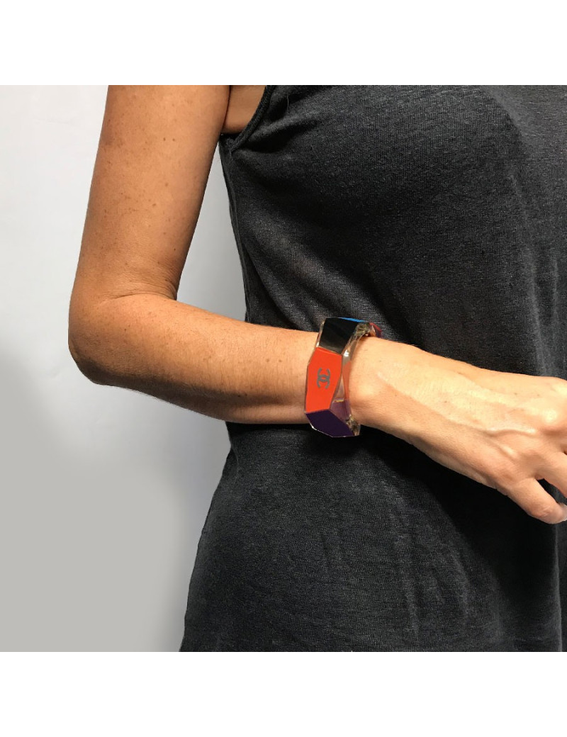 CHANEL Cuff bracelet in multicolored plexiglass