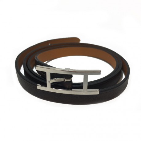 HERMES 'Hapi'3 Bracelet in brown leather