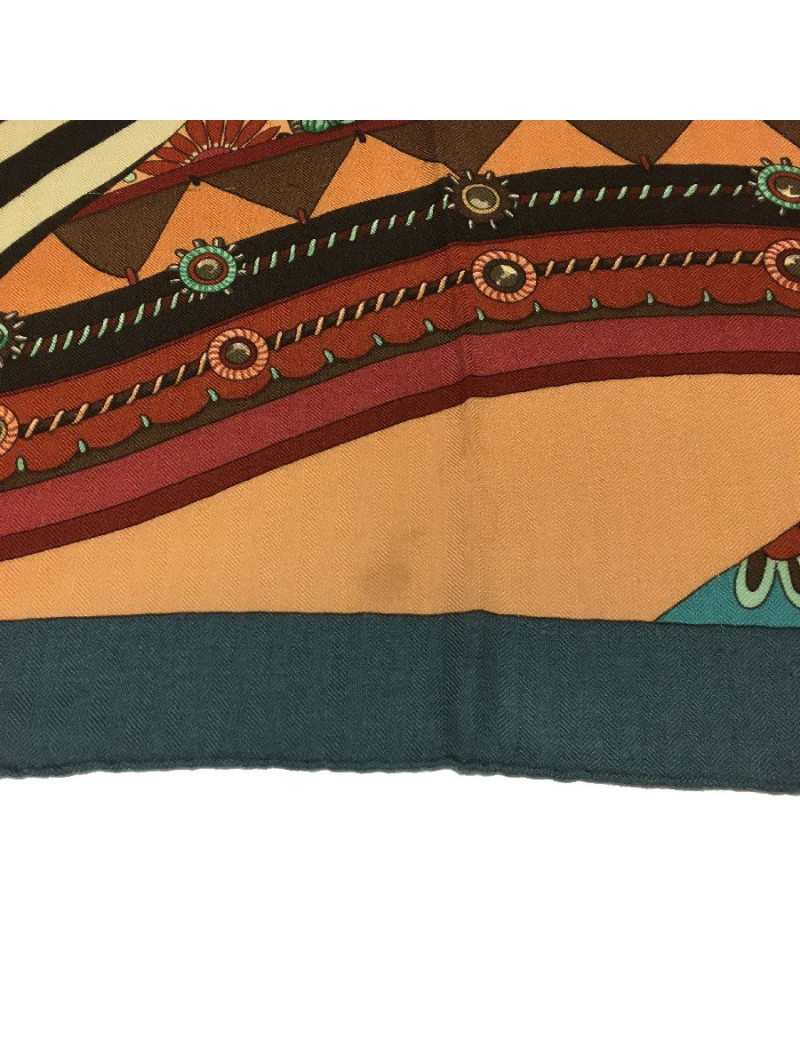 Châle HERMES 'Coupons Indiens' en cachemire et soie