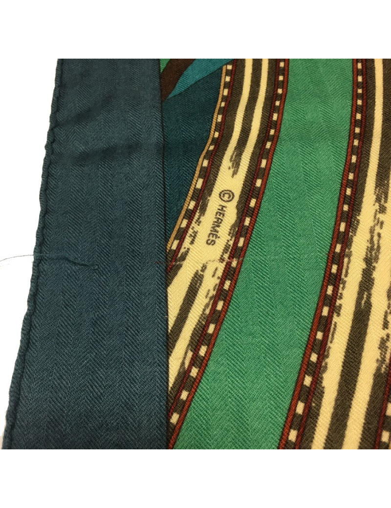 Châle HERMES 'Coupons Indiens' en cachemire et soie