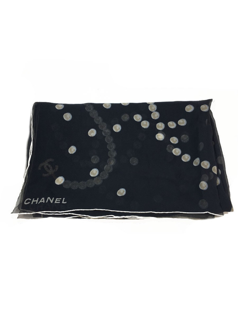 Foulard CHANEL en soie noire