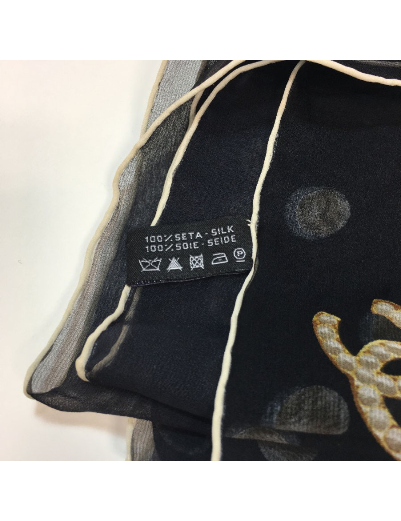 CHANEL long scarf in black chiffon